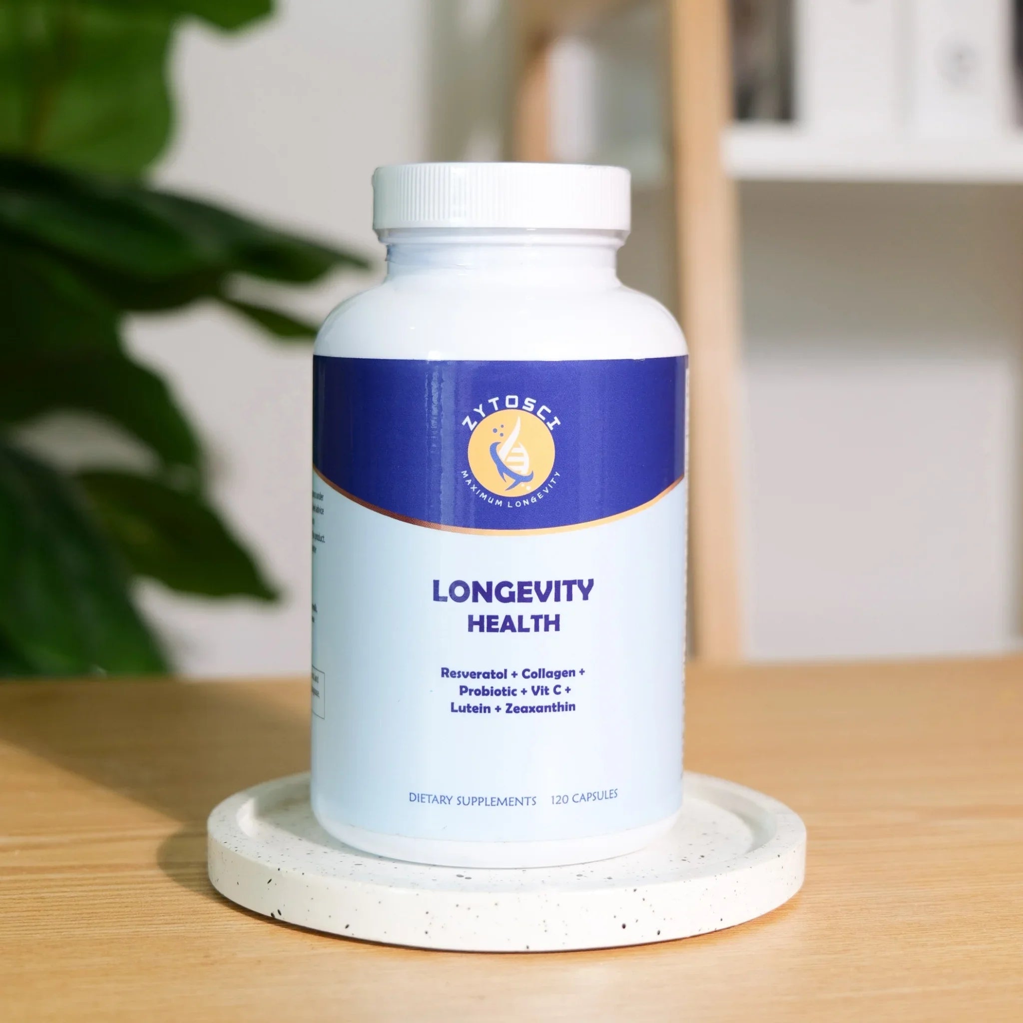 Probiotic, improve MONTHS Vitamin Zeaxanthin, C. health. Lutein, WORTH bone/Skin, Longevity Resveratrol, Collagen, Light Guts, 2 Health. and Heart, Zytosci Antiaging, of Filter, Blue Immune and