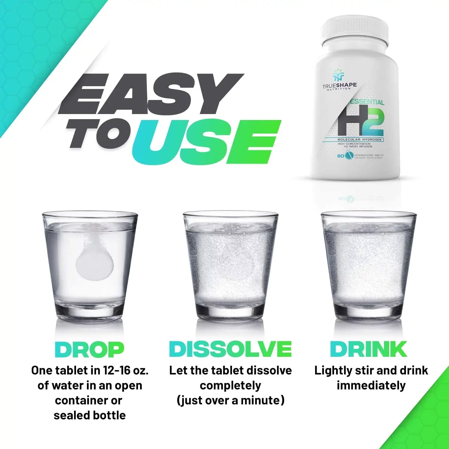 (60 Molecular for Nutrition Fizzy Tablets TrueShape Nutritional Supplement Servings) liquid Hydrogen Essential H2