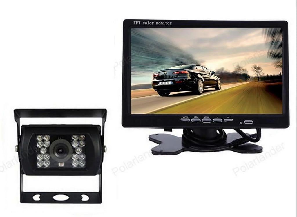 feet with Night RV Vision+32 Van cable IR 12V/24V Bus TFT parking camera Car Car for LCD Truck LED system 18 7inch Monitor reverse