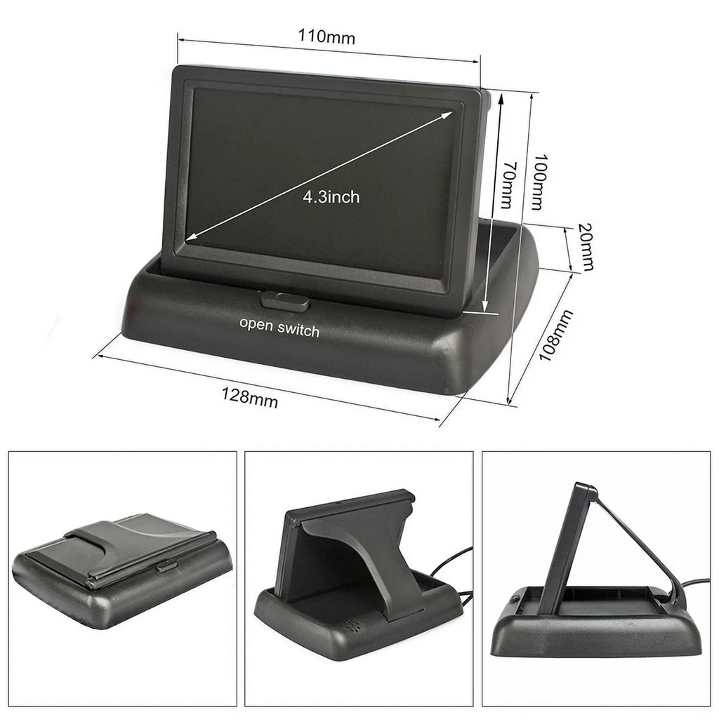 Reverse 4.3in Rear HD Car System Plate Parking Monitor License Backup Camera View