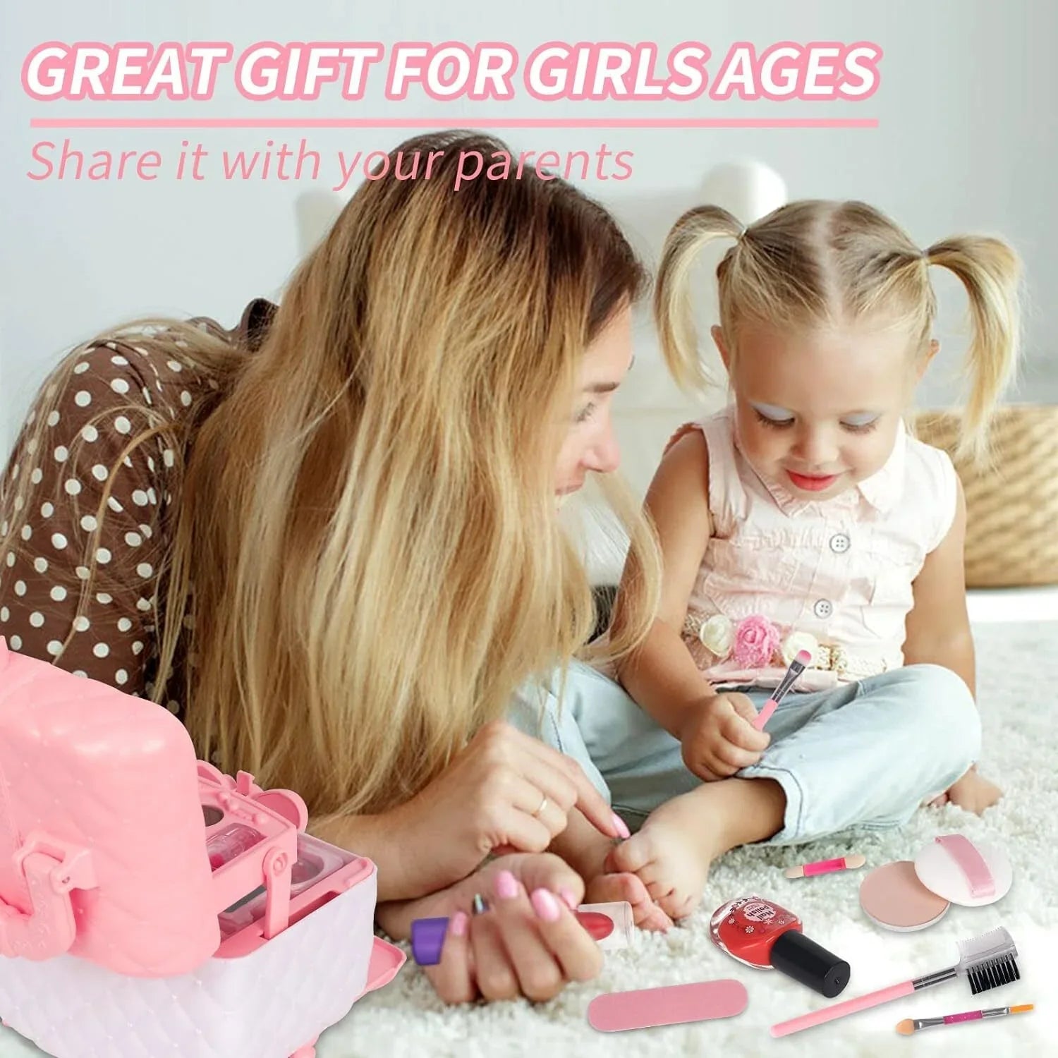 Girls, for Makeup Christmas Makeup Non-Toxic Kit Set Washable Girls & Frozen Makeup Toddler Kids 3-12 Pink Kids for Real Birthday Makeup Year Set, 24Pcs Olds Cosmetic Safe Gift, Toys