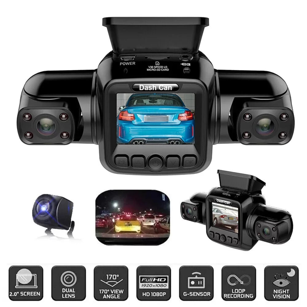 Dash and Left, Front, HD Inside, Cameras Vision Front Cam 360°Panoramic Car and Recorder Driving Right Rear, Rear Channel Night 4