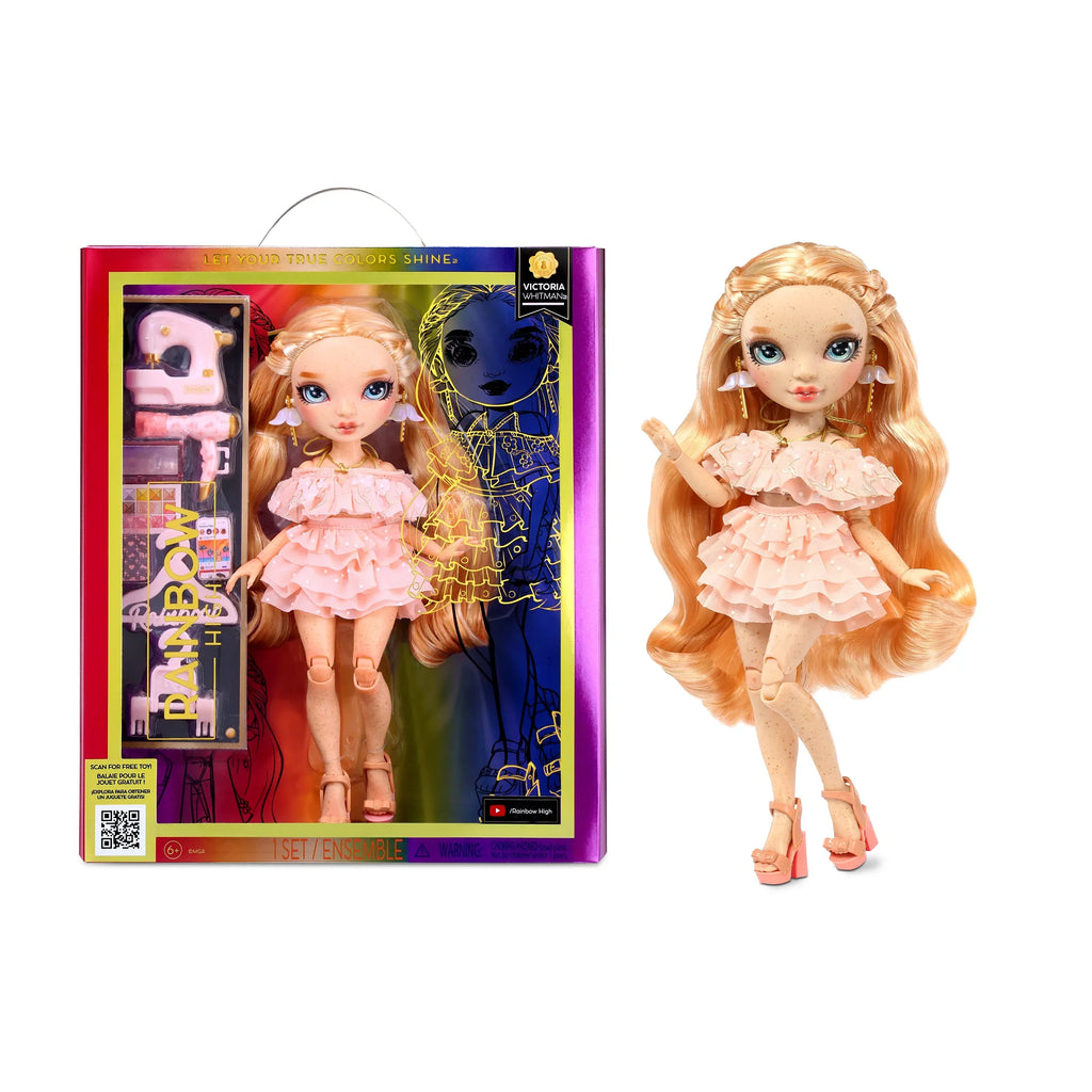 High Toe. Collectors Pink to Rainbow 4-12 Fashionable Outfit and Accessories. from 10+ - Fashion Doll, Colorful Kids Victoria Light Freckles Gift Years & Head Play