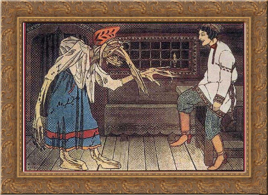 The Ornate Ivashko Art divah tale Gold 24x18 Illustration priest's and Framed Wood by Ivan of royal for Canvas Bilibin son three the