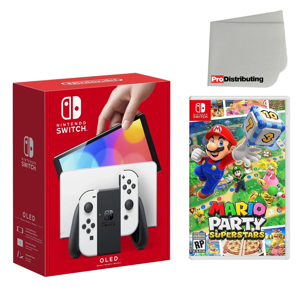 Cloth Mario with OLED Console Nintendo Switch and Screen Superstars White Party Cleaning