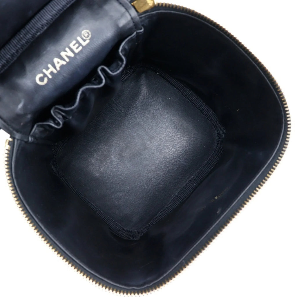 Black Skin (Good) Made in Handbag Vanity Coco Zipper Matte Ladies Pre-Owned Caviar Mark France