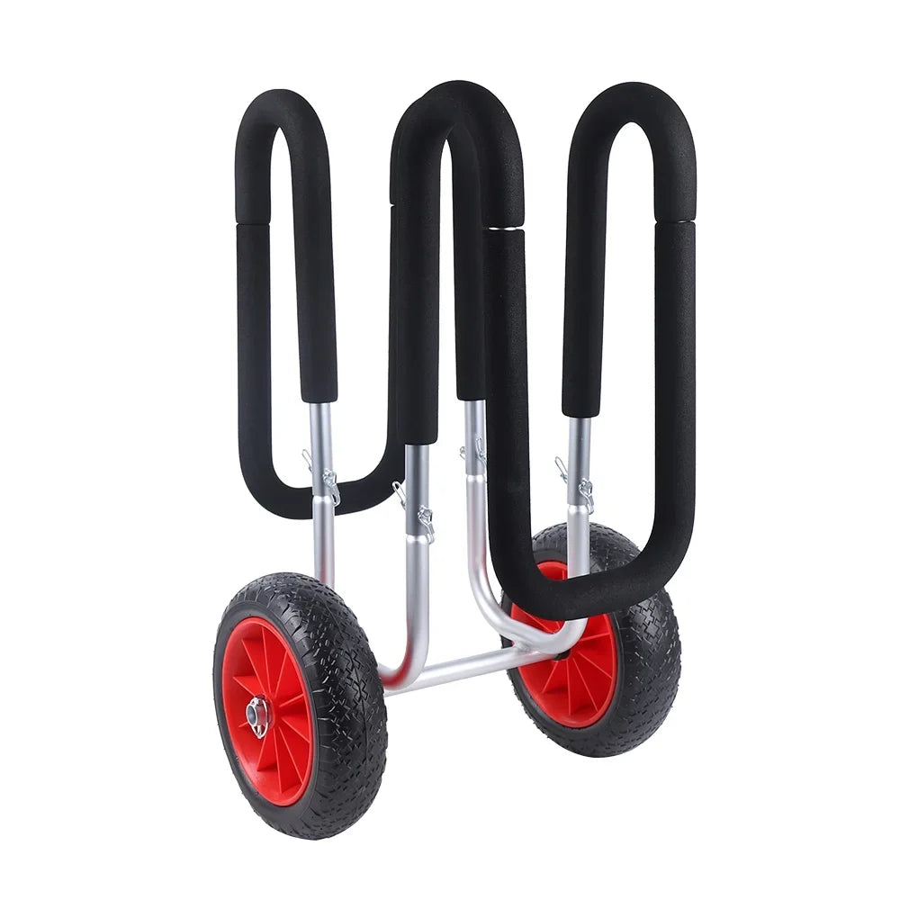 Solid Paddle Trailer, Stand-Up Double Airless Beach Portable Wheel Aviation Beach Cart Aluminum SUP PU Carrier Veneer Cart Board Cart, Surfboard