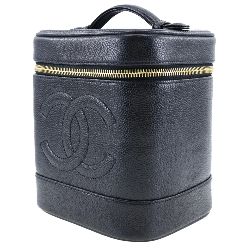 Black Skin (Good) Made in Handbag Vanity Coco Zipper Matte Ladies Pre-Owned Caviar Mark France