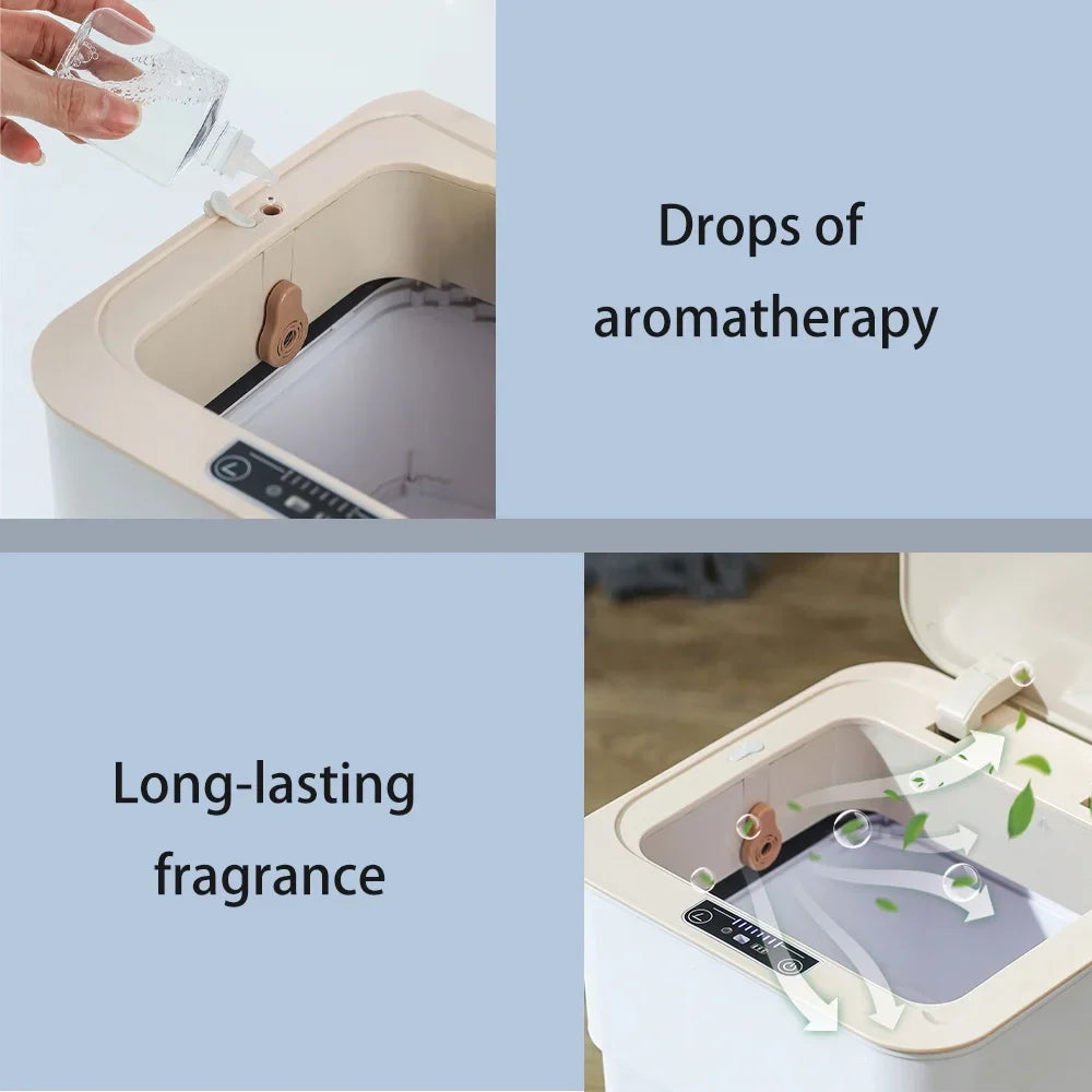 Can, Folding Mode Gallon Touchless Office, Can Kitchen, Aromatherapy Holdpeak Bathroom, with Garbage 18L/4.8 Trash White for Automatic