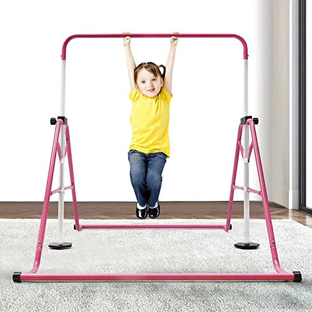 Adjustable Height Gymnastics and Gymnastics Home Adjustable Kids, for GNJINX Junior Height - Bars Horizontal Equipment Bar, Training Expandable Folding