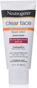 Free Clear 3 Break-Out Neutrogena Liquid-Lotion 2) (Pack oz of 30 Face Sunscreen SPF