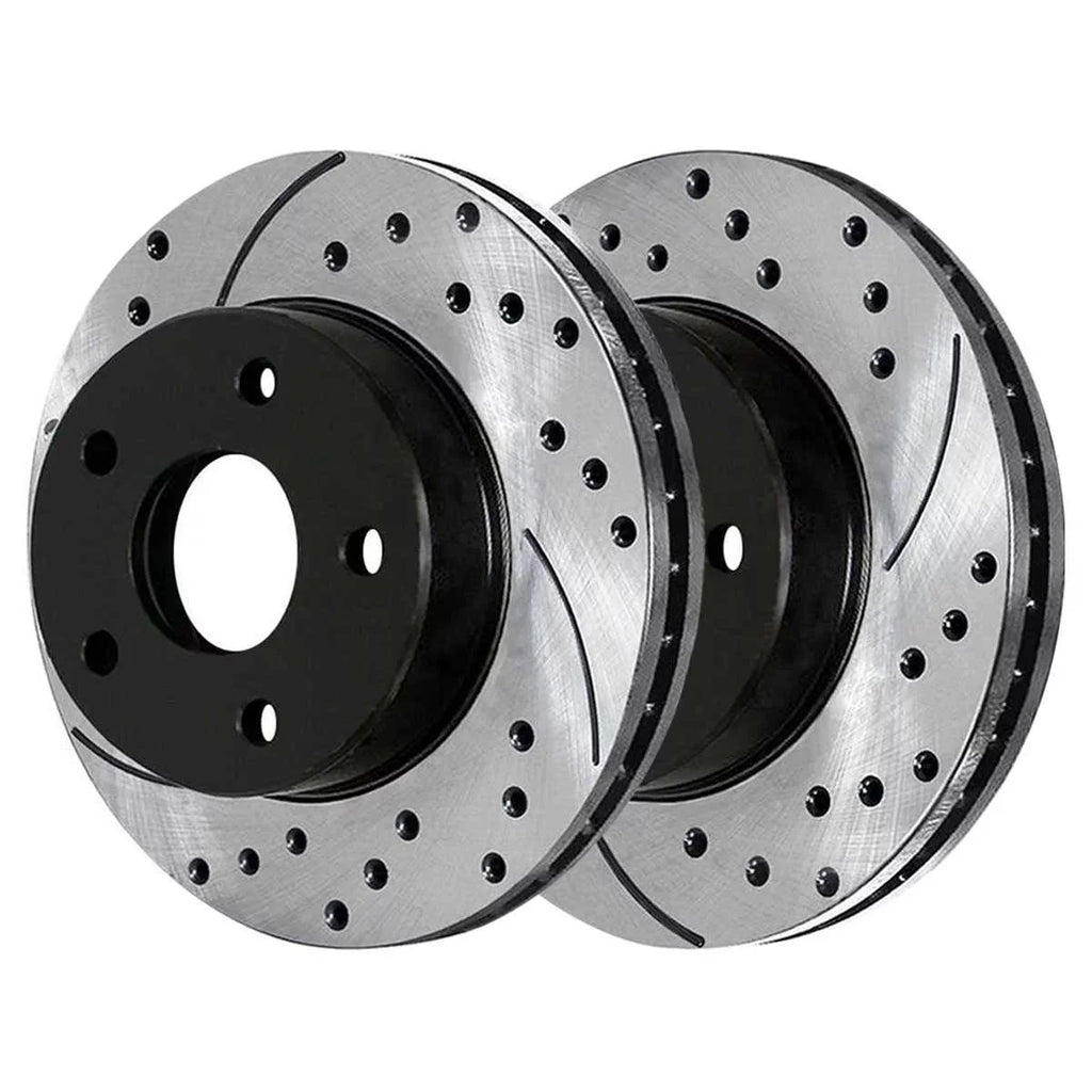 Slotted Caliber 2.0L Replacement Passenger Drilled 1.8L Driver Lancer Brake 2.4L and of Rotors FWD AutoShack 2008-2017 PR63039LR 2012 Pair Dodge Side 2007-2010 AWD for 2011 2 Black Front Mitsubishi