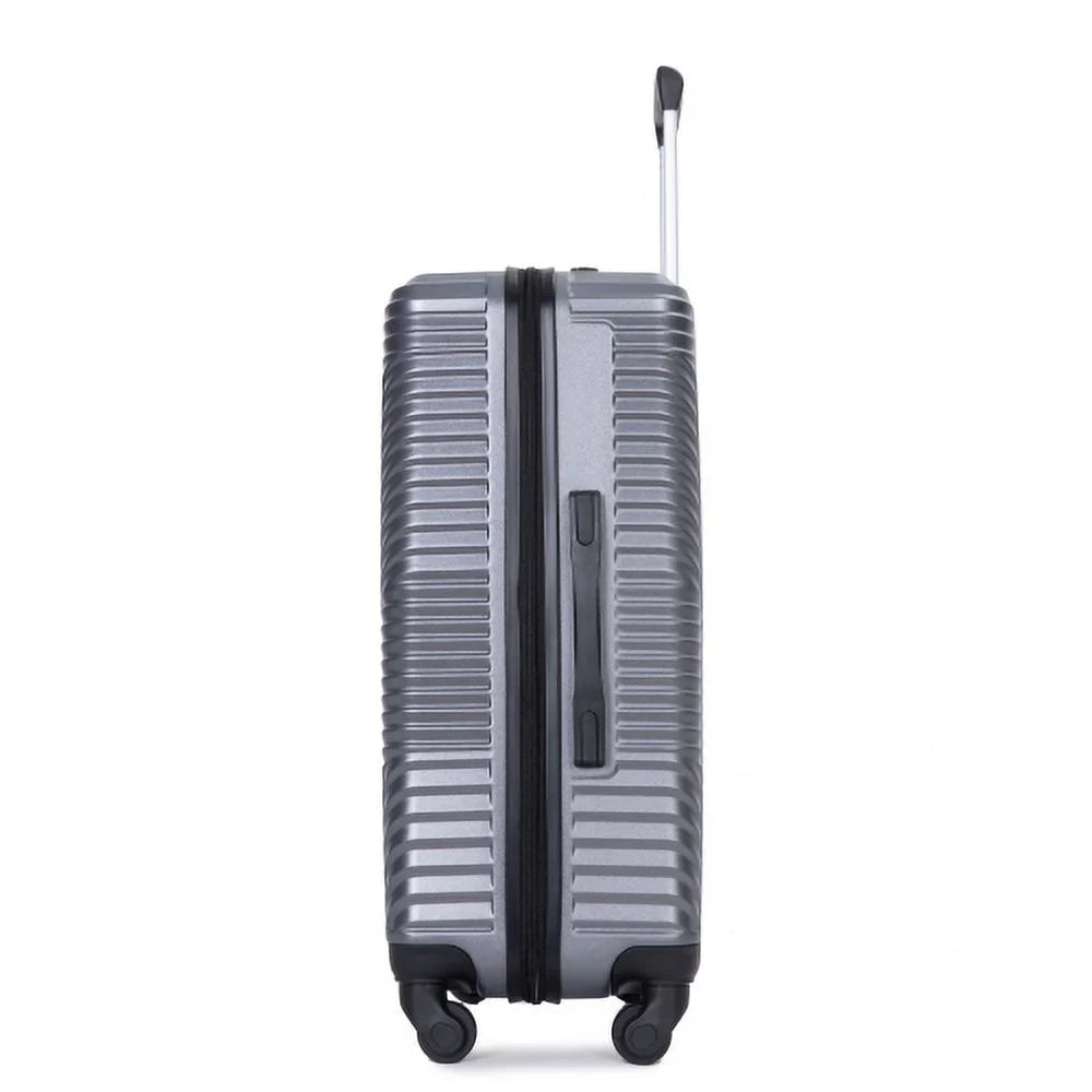 Sets 3 Spinner Gray Two (20/24/28) with Luggage Lightweight Hooks, Suitcase Piece PC+ABS Wheels,