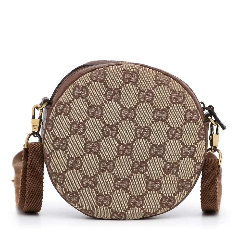 Bag Pre-Owned Unisex (Good) Round Canvas Crossbody Crossbody GG Fabric Authenticated Brown