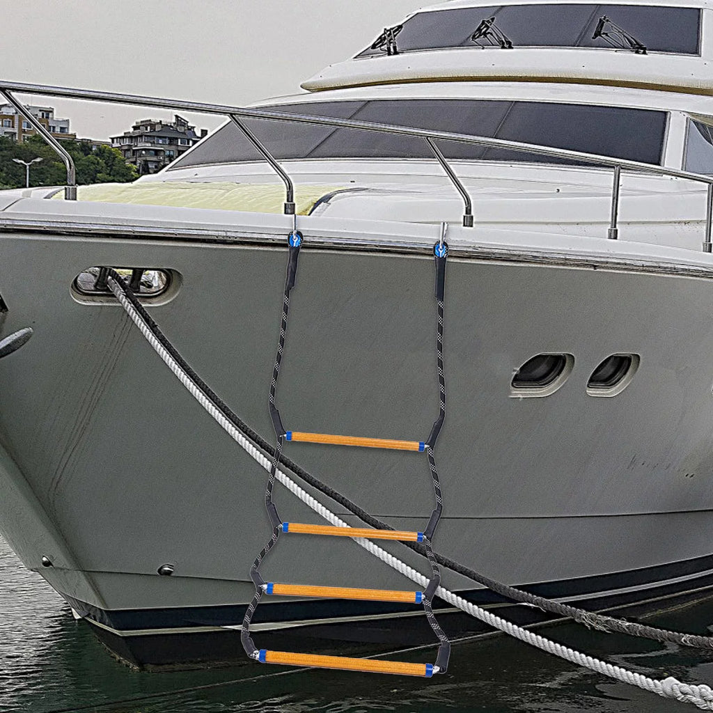Rope Marine Tier Ladder, Swim Ladder Rope 4 Sailing Boat Boarding Inflatable Ladder, Rope High Strength 4/5 Rope Kayaking Ladder Canoe Steps for Climbing Boat