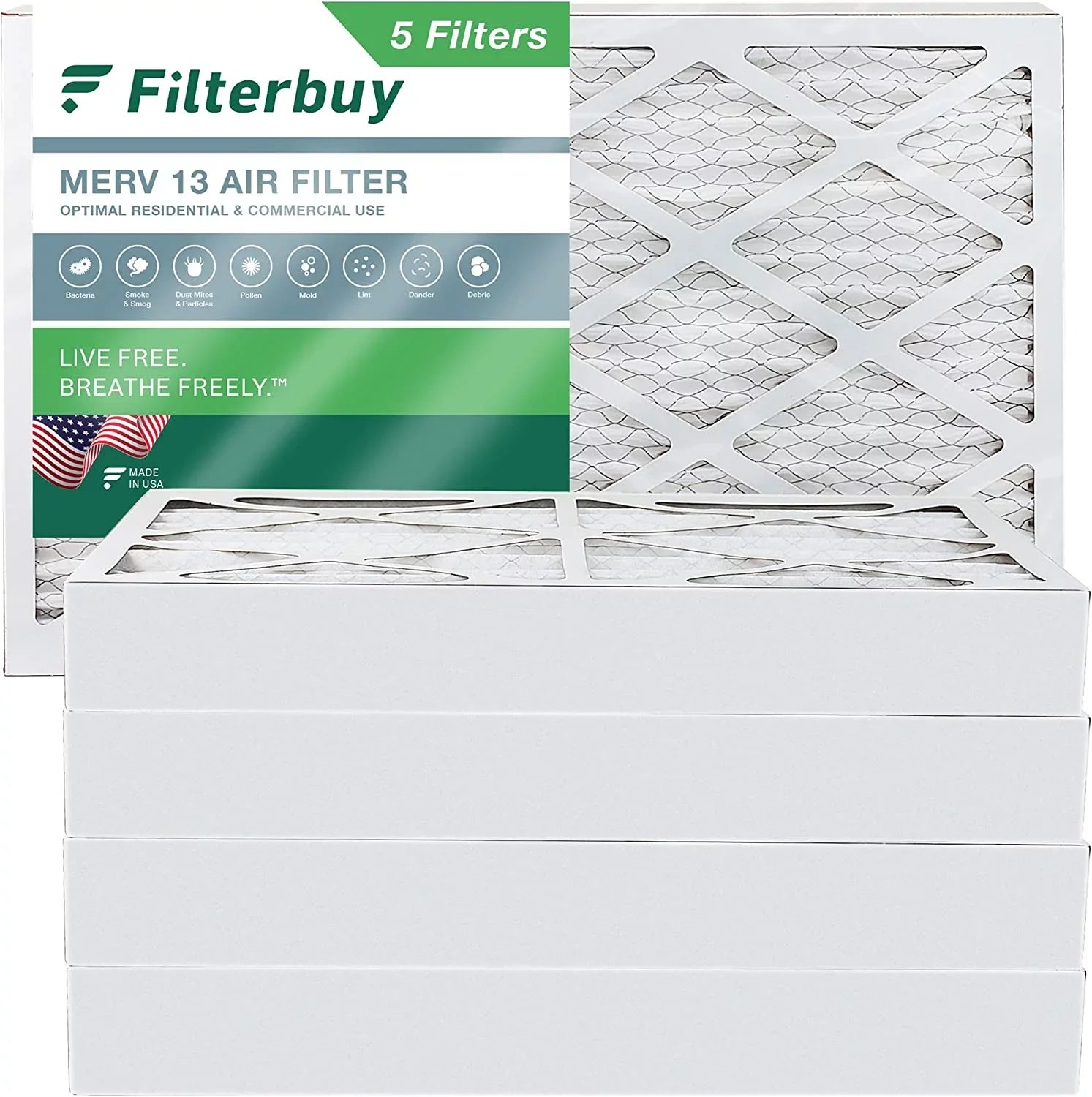 HVAC Air Furnace 16x30x4 Filterbuy 13 (5-Pack) MERV Filters Pleated AC