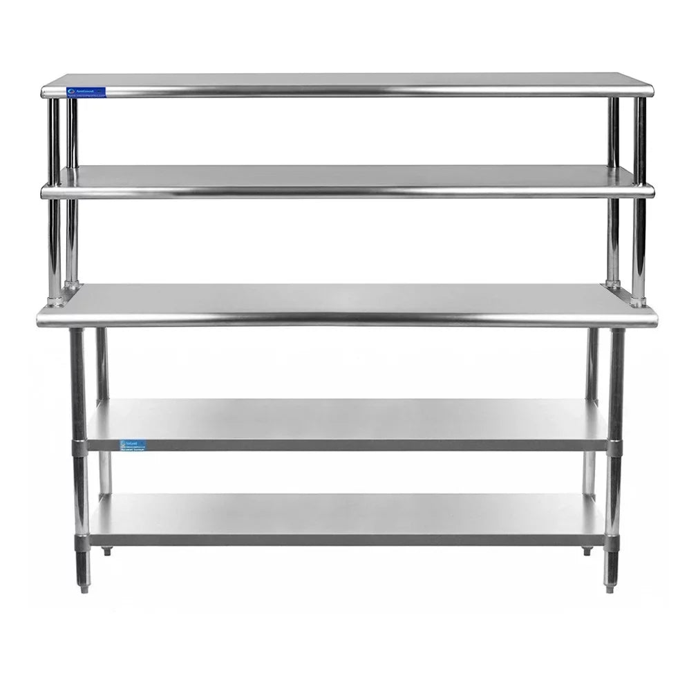 Two Stainless Shelving 30" Work Table Steel | Table Kitchen & With x Overshelf Shelves 72" Tier Double Wide 12" Prep Combo | Metal