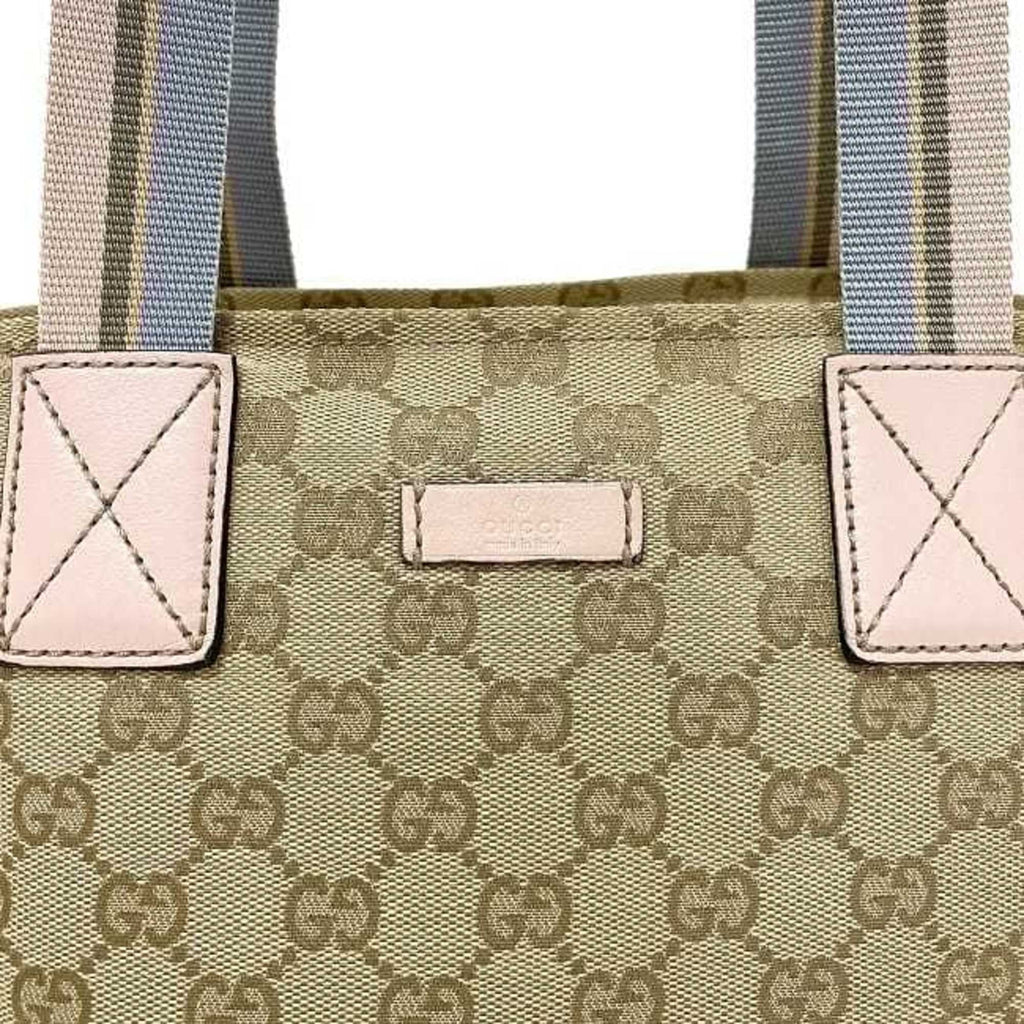 Blue Handbag (Good) Canvas GG Women's Pink Pre-Owned Beige Tote Pastel 131228 Leather Bag