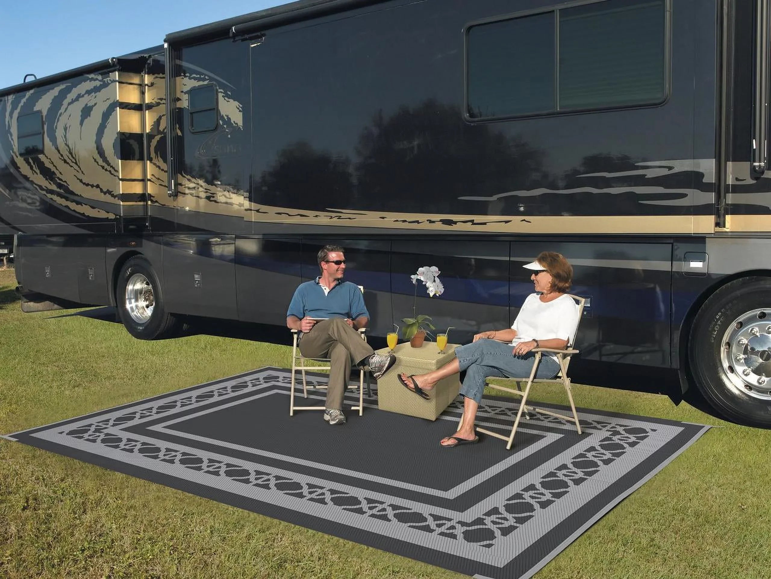 Rug designs) 2 12' 9' (Reversible Patio x Mats Gray with exterior