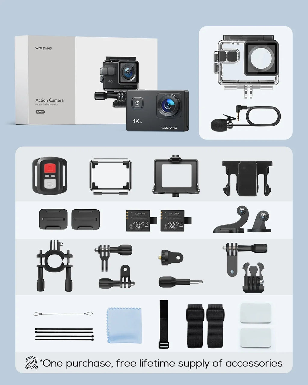 40M Cam Camera Action Action Camera 20MP WOLFANG Video Stabilization Underwater WiFi 4K Waterproof Camera EIS 170�