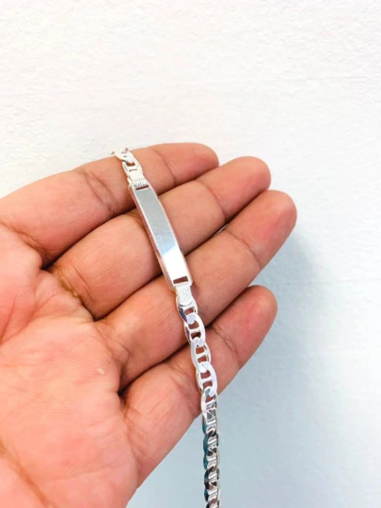 in / Bracelet Bracelet Sterling 8" 925 Pulsera ID for Link Bracelet / Mens 9.7g ID hombre Mariner Mens Silver for para Silver Silver 5.4mm Mariner /