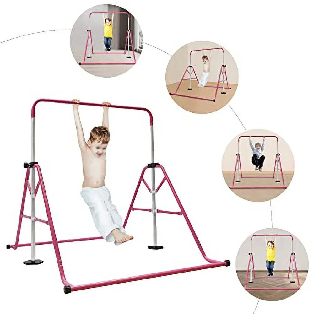 Adjustable Height Gymnastics and Gymnastics Home Adjustable Kids, for GNJINX Junior Height - Bars Horizontal Equipment Bar, Training Expandable Folding