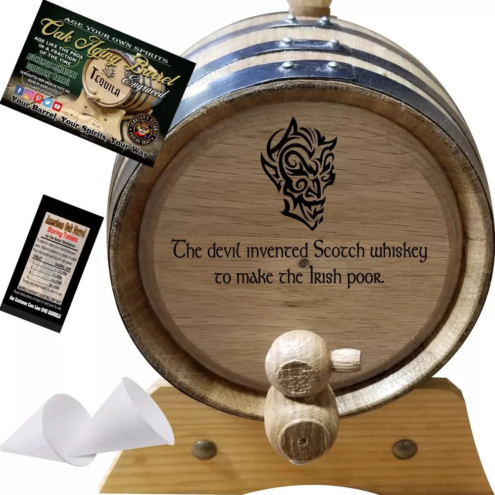 (032) Aging Devil Barrel Irish Engraved - American Oak