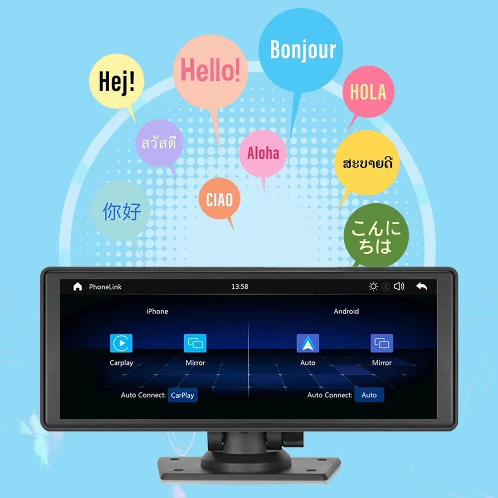 Play Recorder Car Carplay Receiver with Multimedia Car Wireless Android Car Audio Bluetooth,Backup Stereo Polarlander Touch Player Radio TF, Screen AUX, 9.3 Navigation, GPS Inch Auto, Camera,