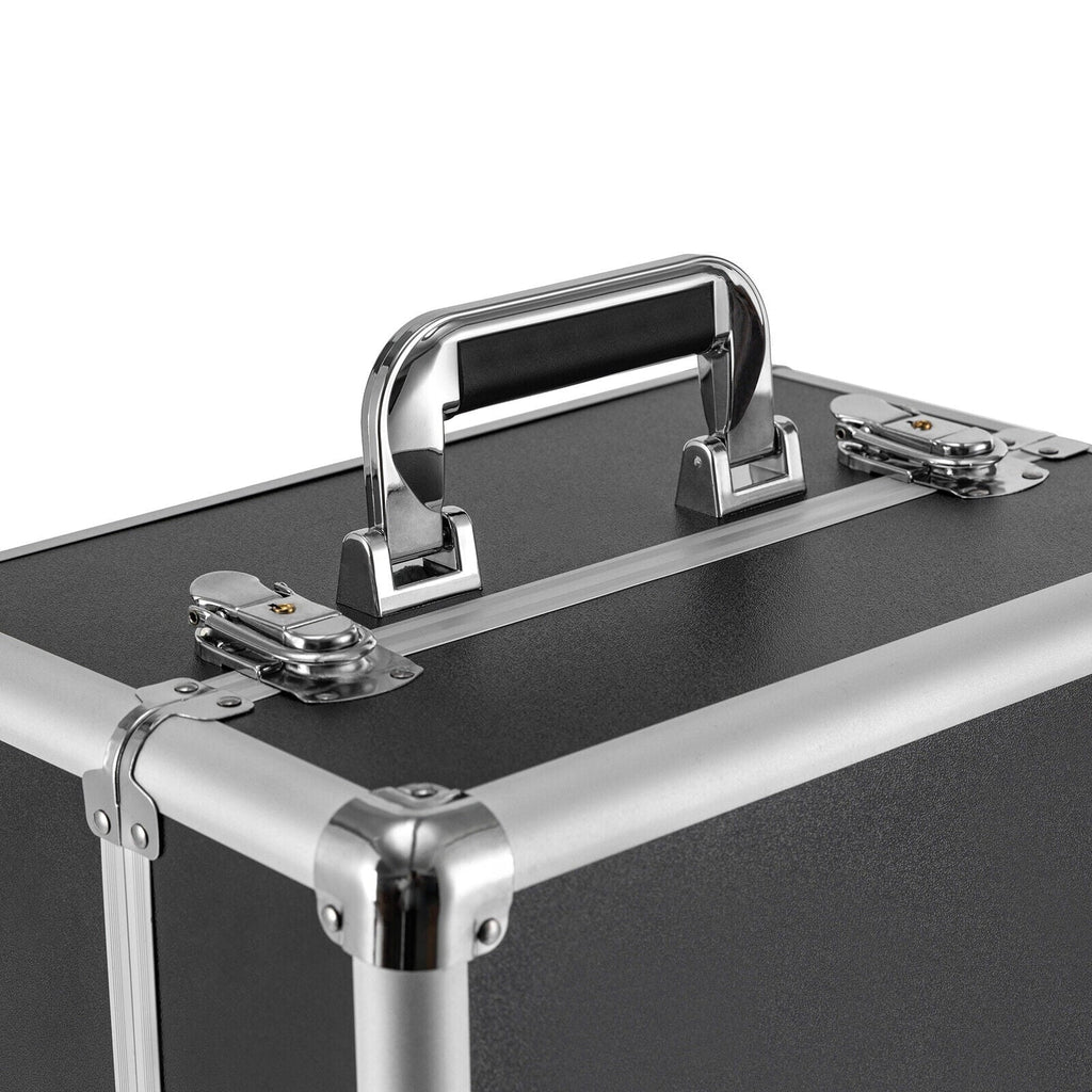 with Rolling Luggage Nail Travel Box Trunk (Black) Train Hairdresser Salon Wheels Lockable Beauty Organizer Case Tool Trolley, Cart Case Stylist Makeup Swivel Cosmetic Barber