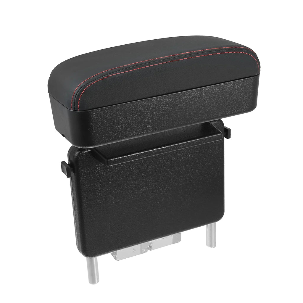 Armrest Leather Seat Armrest Armrest Red Organizer Box Black Adjustable Box with Center PU Extender Gap Storage Car Line