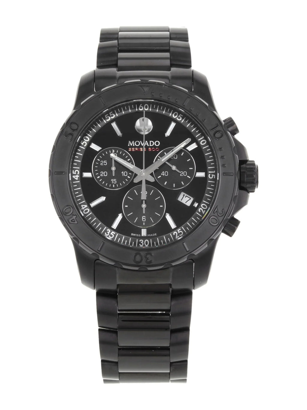 Coated PVD (Good) 800 Black Pre-Owned Quartz Steel Watch Movado 2600119 Series