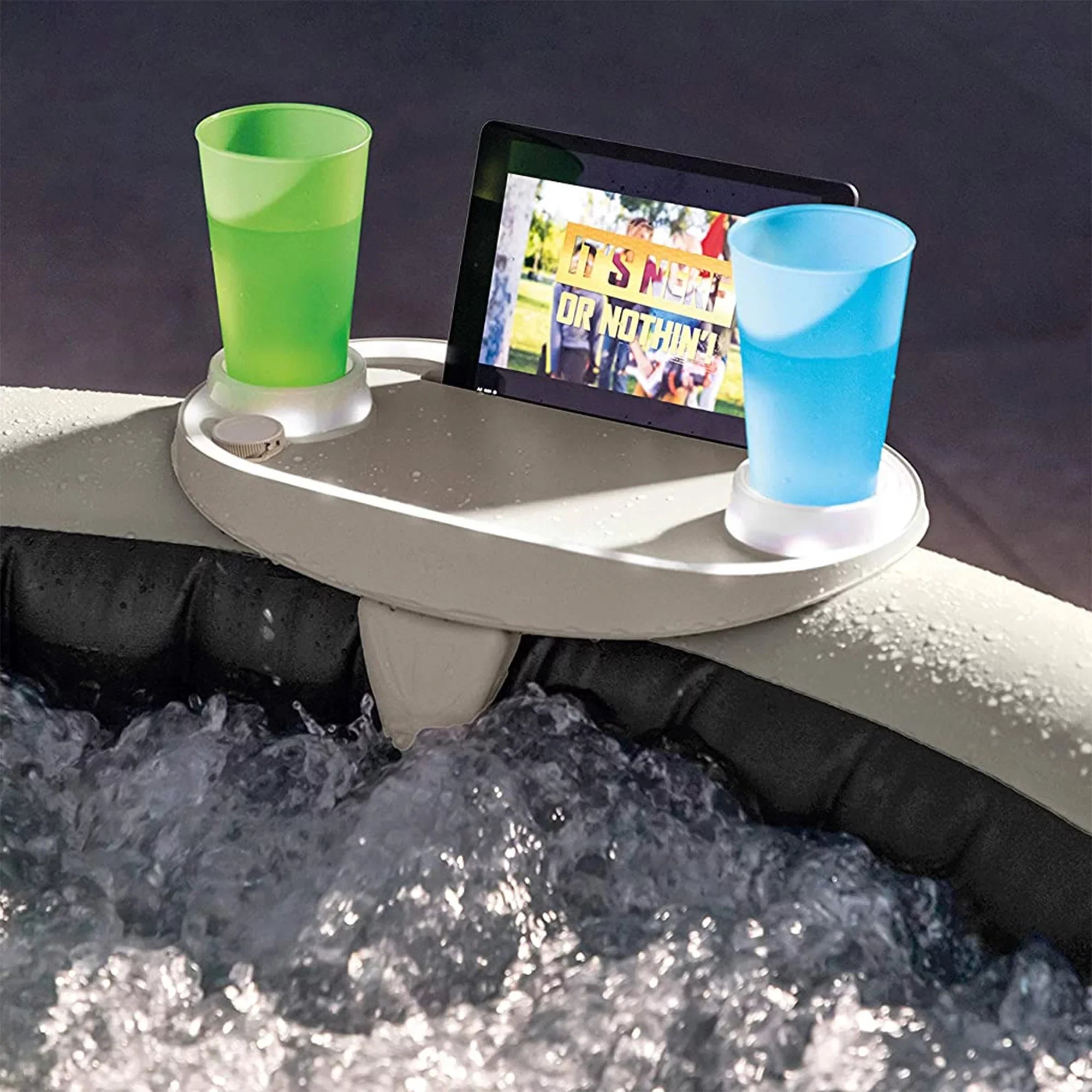 Inflatable Spa Greywood Jet Tub w/ Bubble Hot Intex Accessory Tray PureSpa