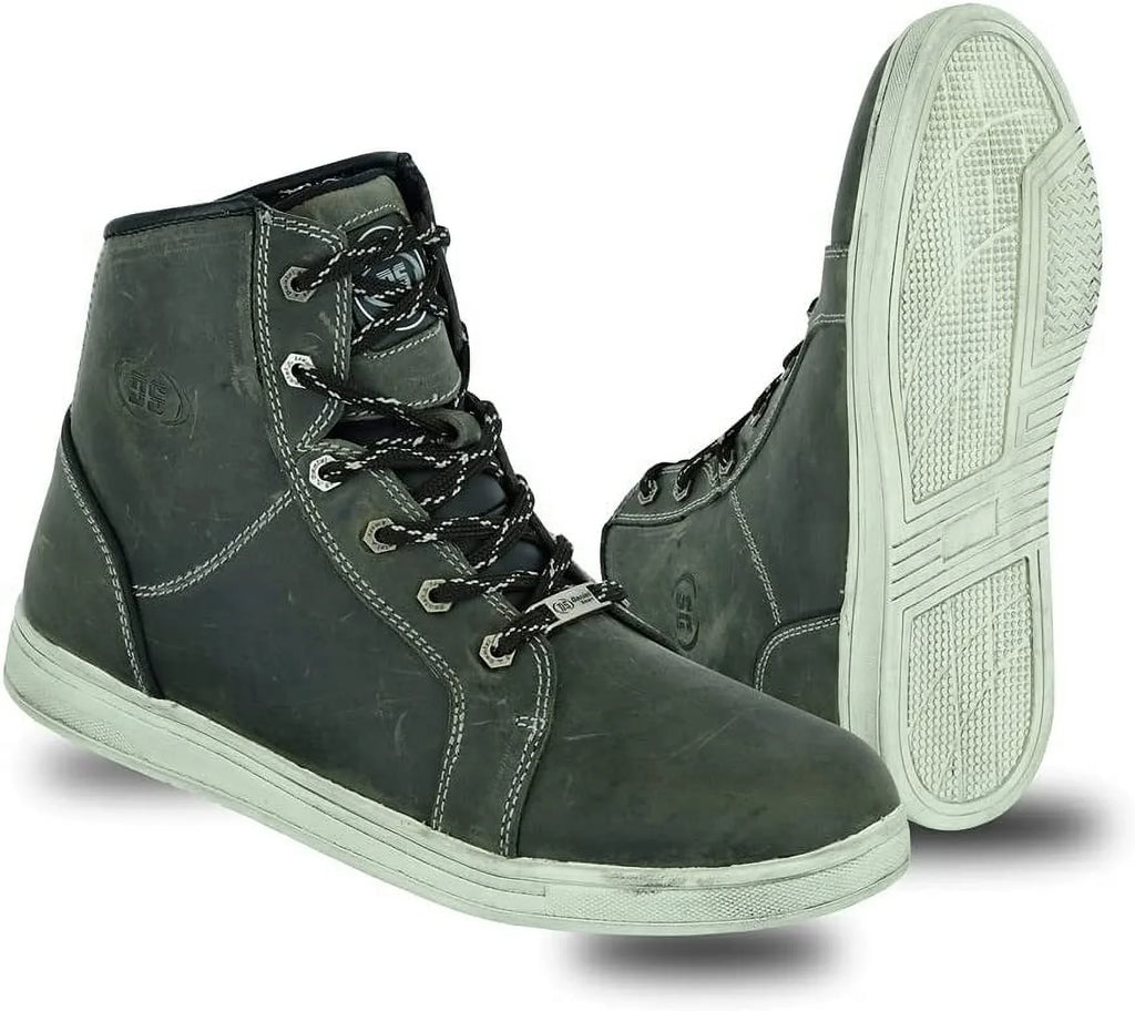Full Leather Smart Men’s Boots Shoes Closure Grain & – Motorcycle Rubber Waterproof with Lightweight Outsole Lace-up Daniel
