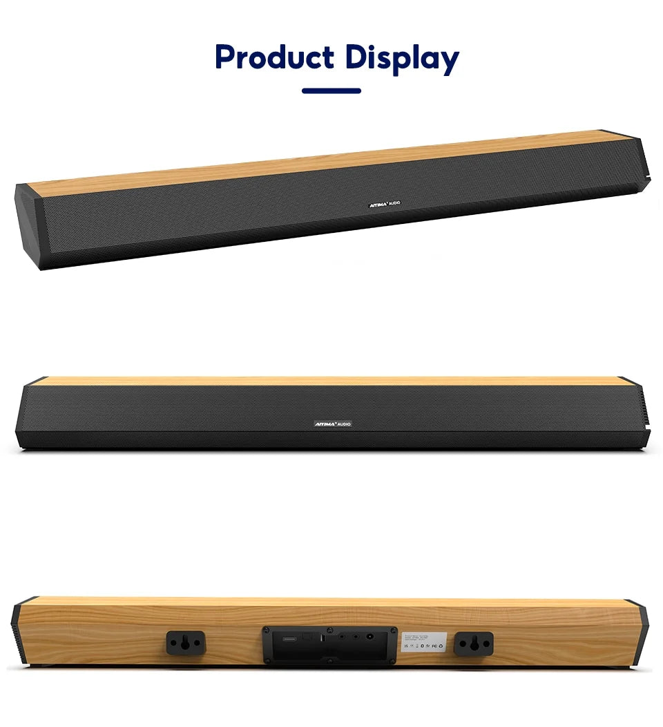 3 Bar 5.0, EQs, TV S03PRO System Bluetooth Theater Speakers, AUX for Audio with Soundbar Coaxial 110dB 60W Connection, 28-Inch Home HDMI-ARC, AIYIMA 4 Sound USB Soundbar Optical Surround