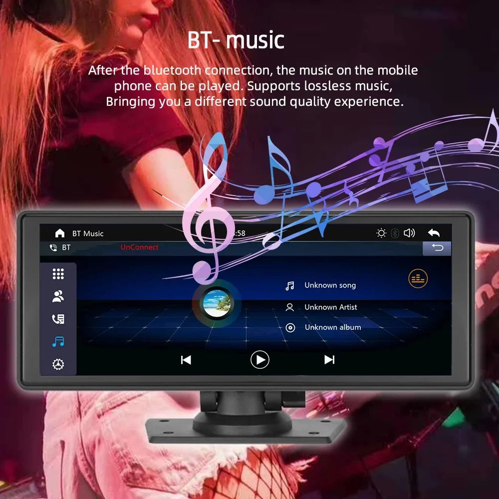 Play Recorder Car Carplay Receiver with Multimedia Car Wireless Android Car Audio Bluetooth,Backup Stereo Polarlander Touch Player Radio TF, Screen AUX, 9.3 Navigation, GPS Inch Auto, Camera,