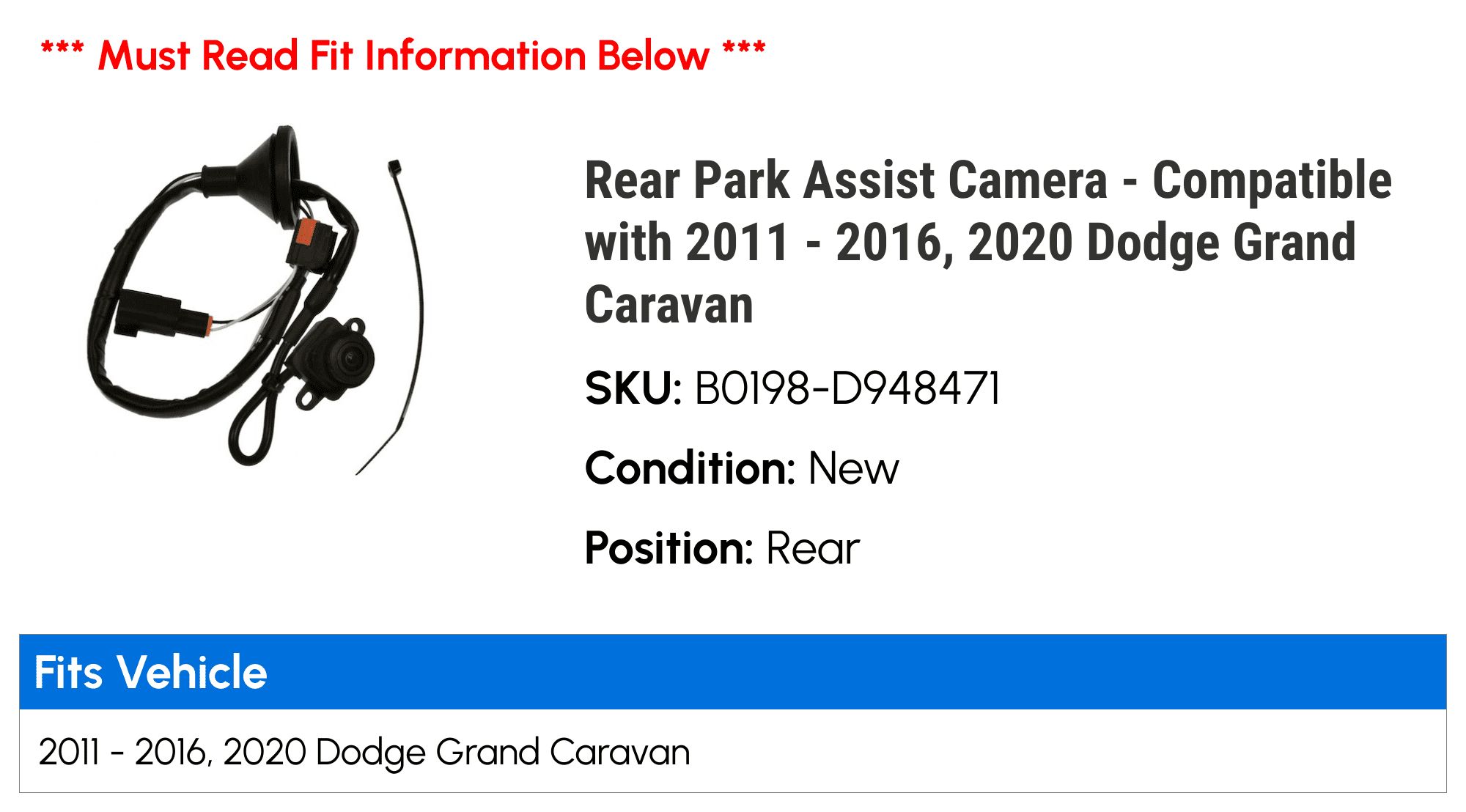 Caravan 2020 Rear Compatible Assist 2014 Dodge 2015 2011 Park 2016, 2013 - - with 2012 Camera Grand