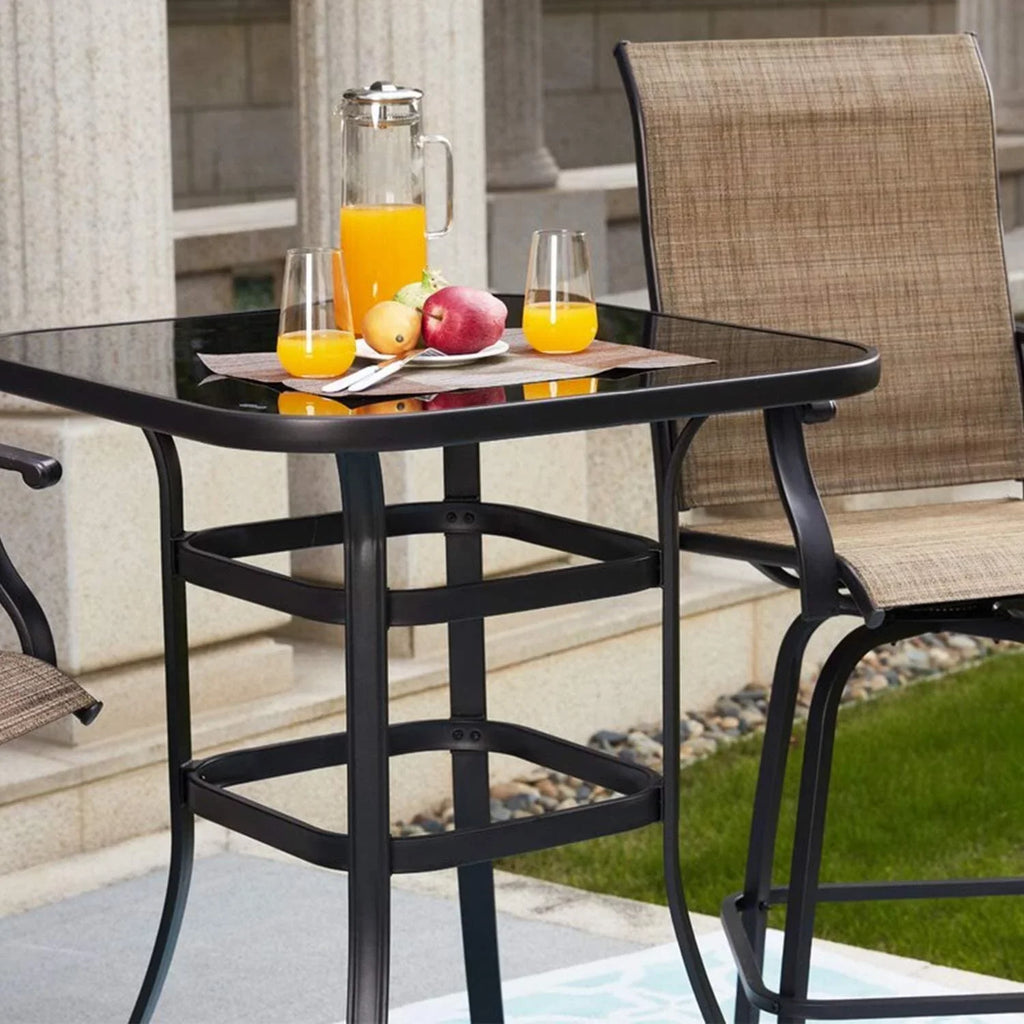 With Resistance Finish Glass Table Ashlee Bar Metal liquid