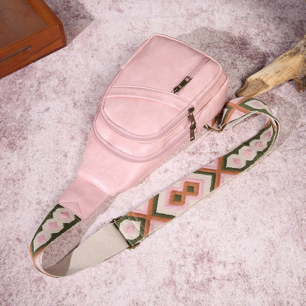 Practical Women Lightweight New Fashion Bag Casual Retro Multi Pattern Shoulder Chest Bag Bag Simple Messenger Layered