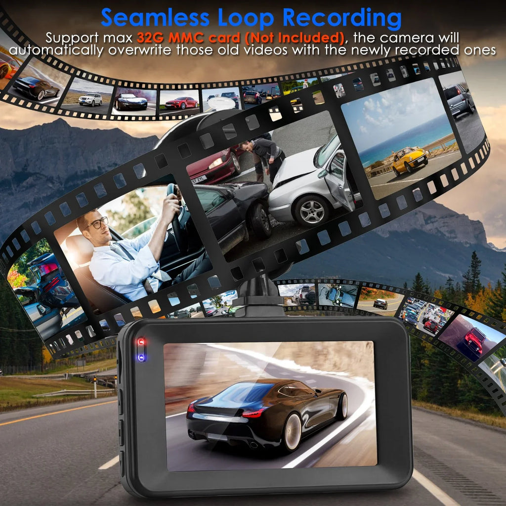 Detection with Video Camera Night Not 1080P Motion Front Rear Car Loop iMounTEK Included) Dual DVR MMC G-Sensor (32G Dash Recorder Cam Vision Recording Car Card
