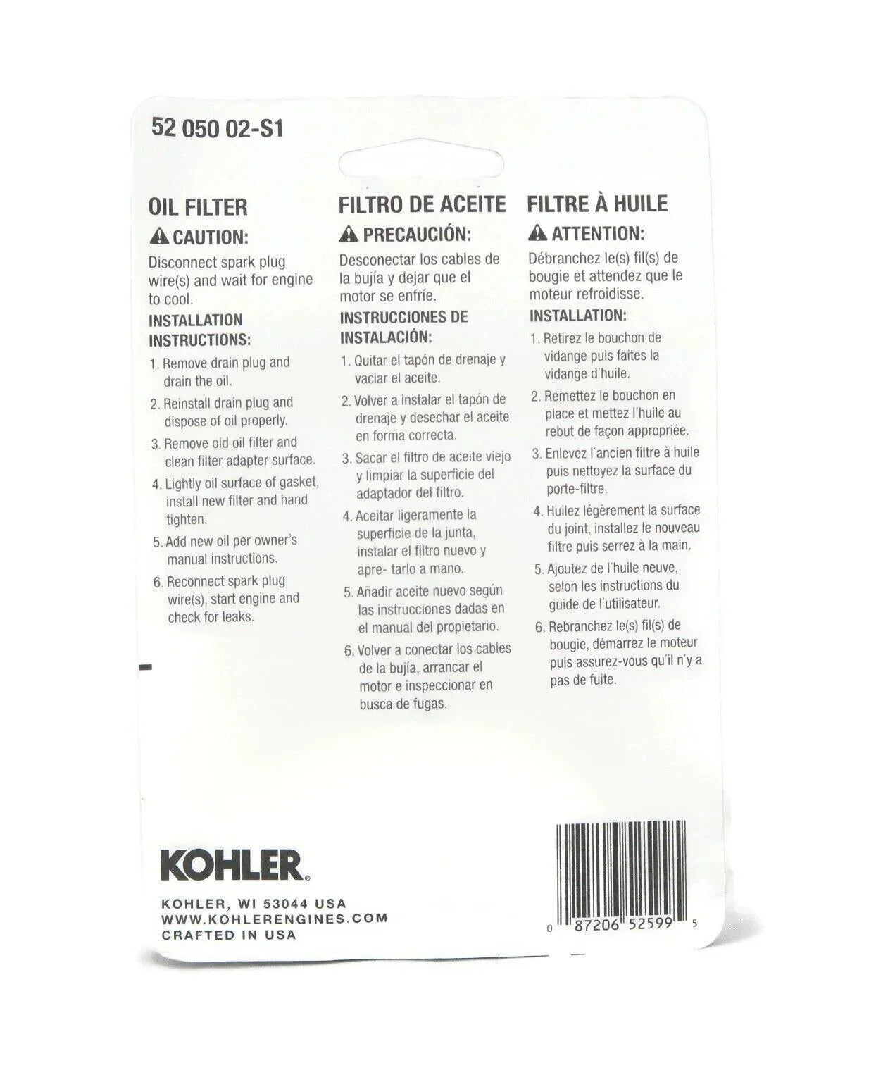 OEM for Anti-drain Filter 02, 52 | 5205002 Oil Pro (3 Performance 050 Pack) Kohler