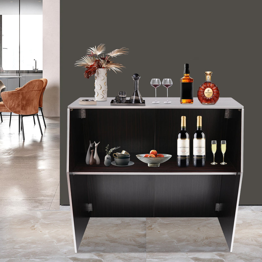 Event Edging Cabinet 19.5x47.75x42.75in Foldable Portable Brown with bar Aluminum Black TOOL1SHOoo