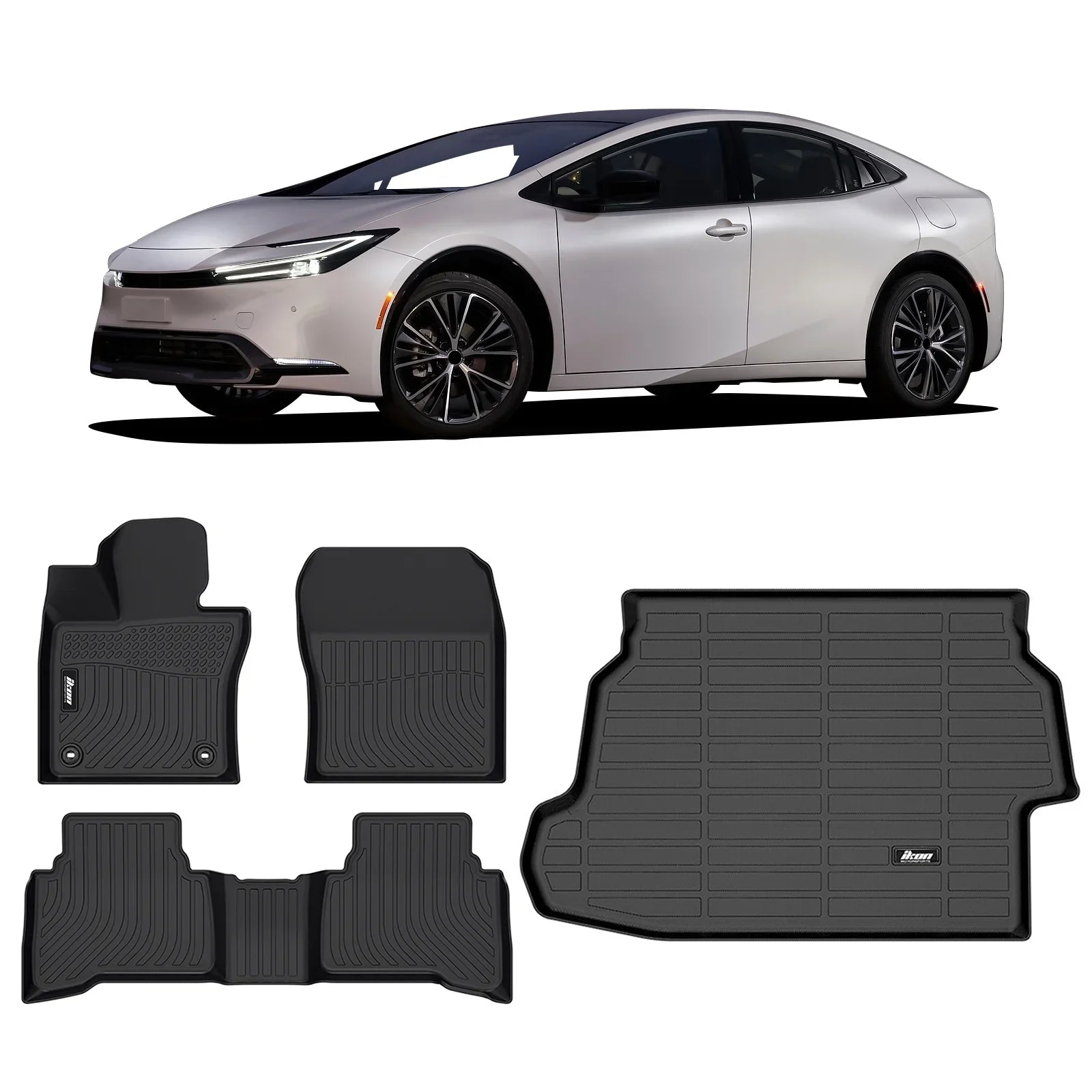 With 2nd Toyota Floor Mat climate 2023-2024 Motorsports Liner Protector , Plastic All Front TPE Prius Black Carpets 1st Ikon Row Mats 3D & Thermo 4PC Trunk Rear Compatible Molded Elastomer Pad
