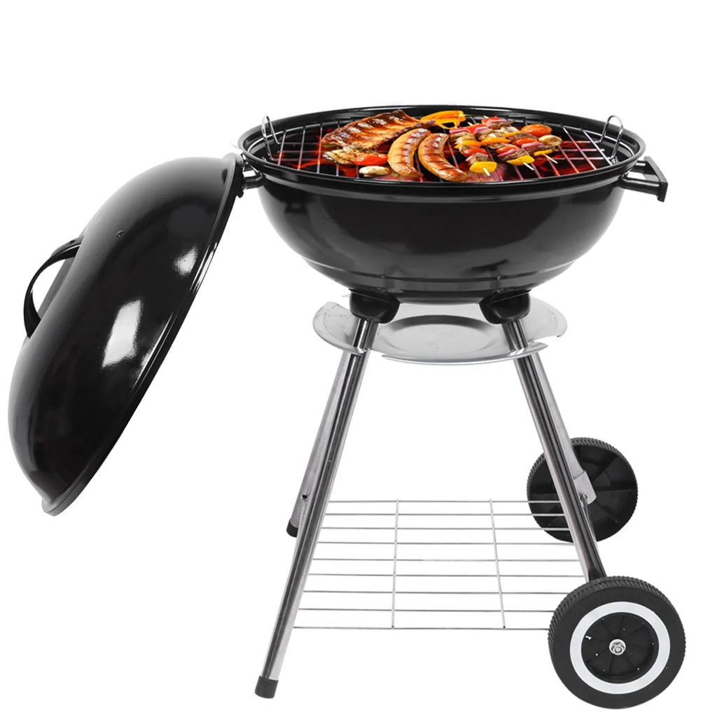 Charcoal on Storage Grill Area, Grill Steel w/ Cooking Wheels, Grill Camping inch with Grate 18 exterior BBQ