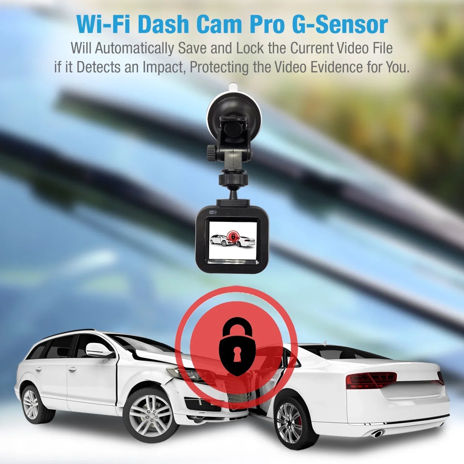 '- Car Full DashCam Wi-Fi, Camera, 1080p G-Sensor with Loop Angle Endless Recording Camera PRO and HD Wide