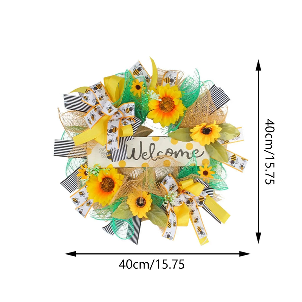 Home Decoration Silk Bee Wreath Sash Scarf Festival Pendant Monogram Garland Wreath