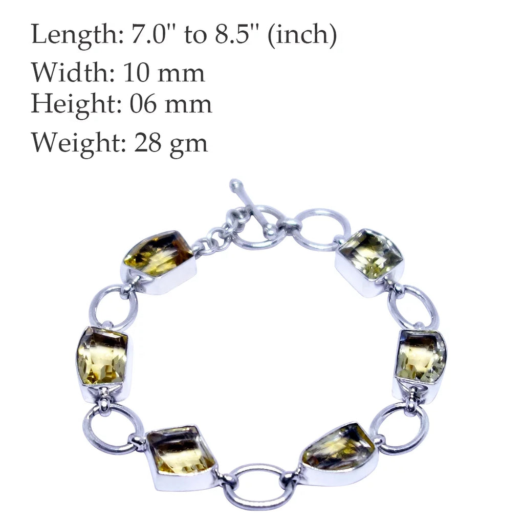 for Bracelet Handmade Gemstone, 925 Designer Women, Quartz Bracelets, Natural Jewelry Lemon Fashion Silver