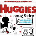 Pack, 3 Snug HUGGIES Count Diapers Baby and 88 Dry dimension Big