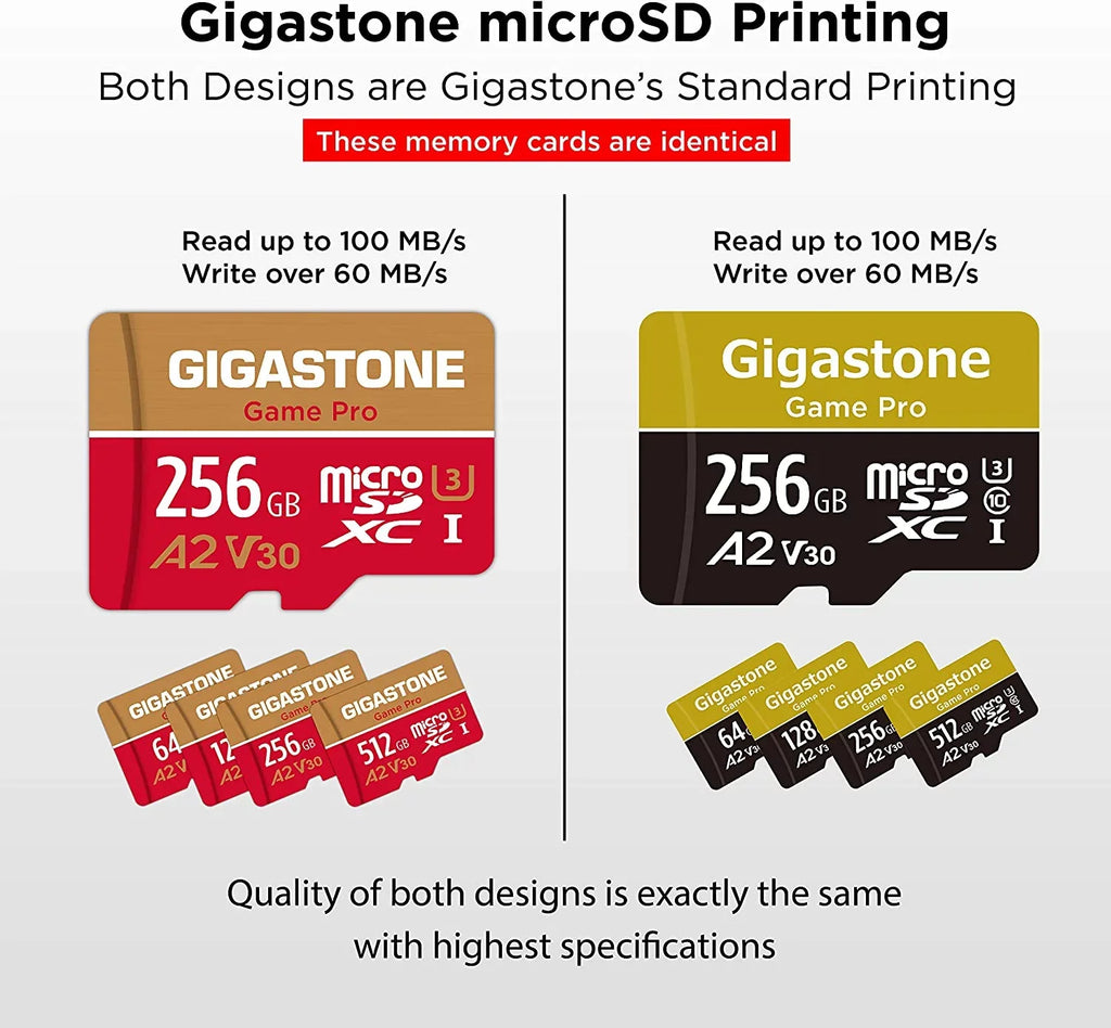 Game Compatible, SD Recording, Gigastone 256GB GoPro up Cameras, Switch R/W App, Video Dash Cam, Micro Pro, Micro Nintendo 4K SDXC to 100/60MB/s Run Card, Memory A2
