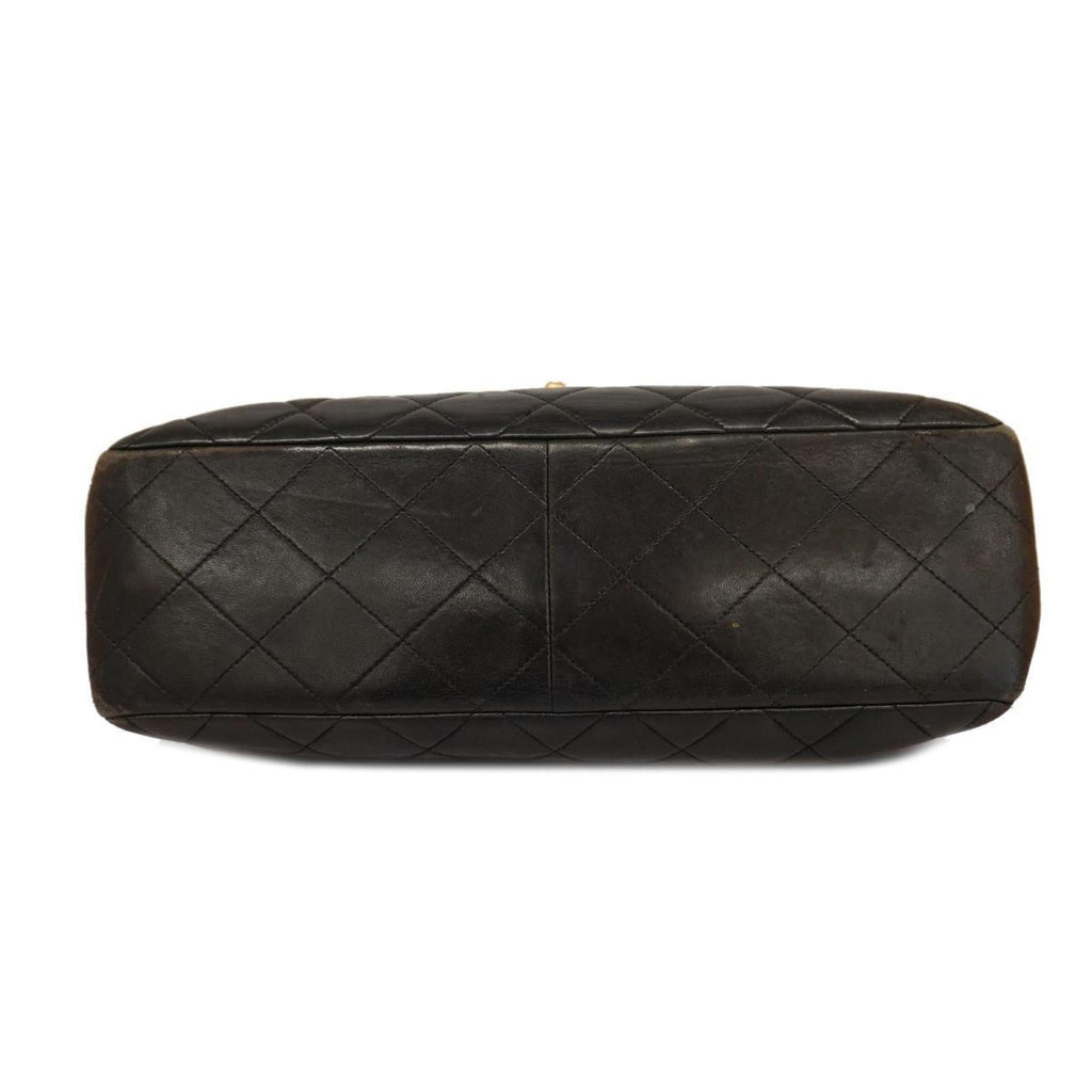 Pre-Owned Matelasse Black Bag Shoulder Women's (Good) Face W Double Chain Lambskin
