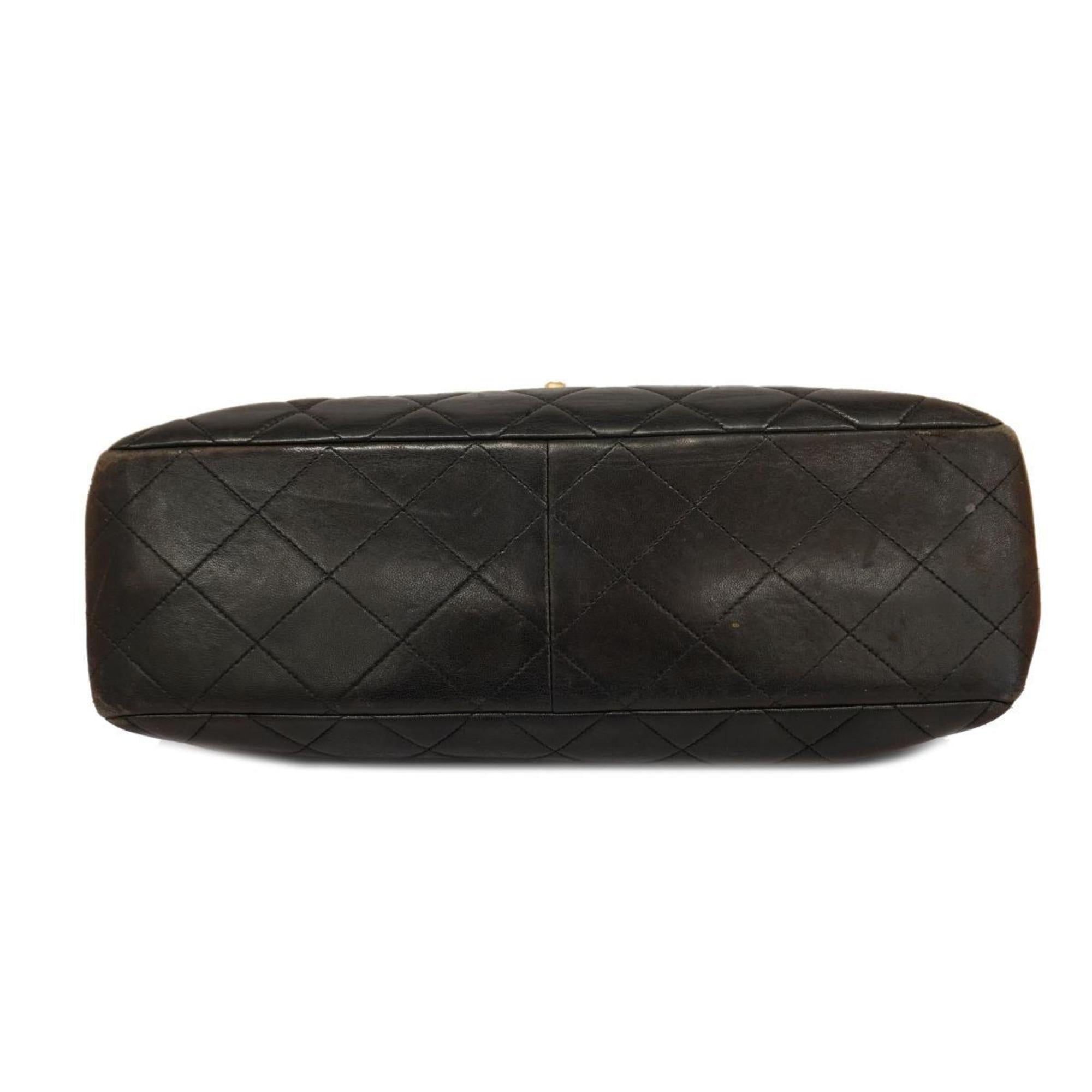 Pre-Owned Matelasse Black Bag Shoulder Women's (Good) Face W Double Chain Lambskin